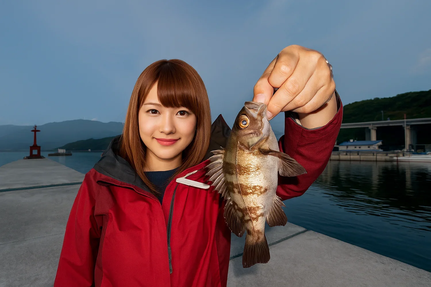 室津漁港でメバルを釣る山際