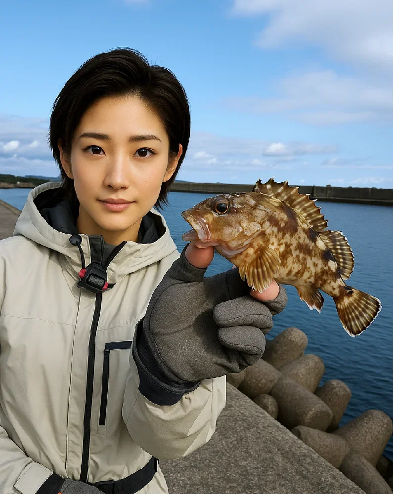 大磯港でカサゴを釣る佐伯
