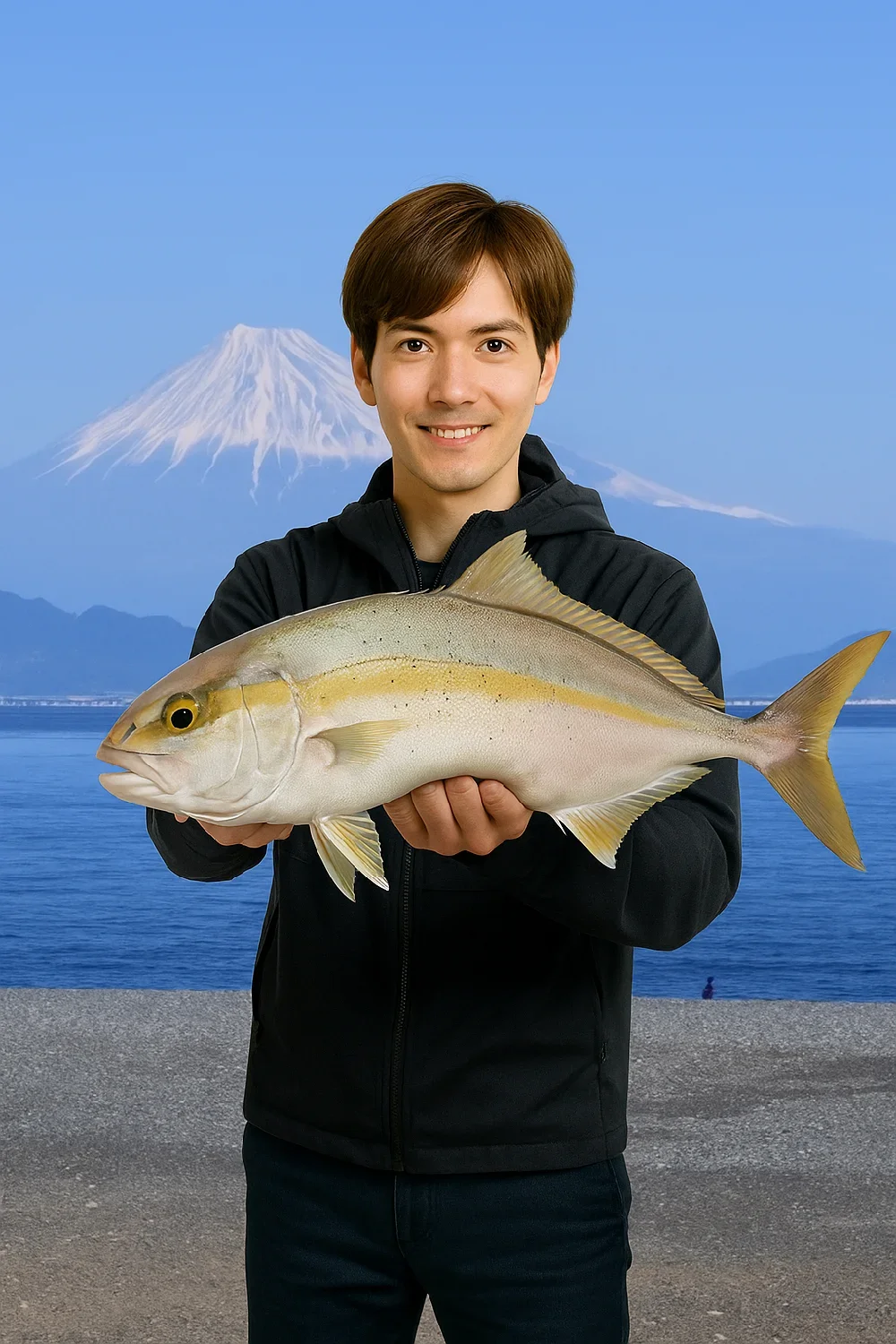 石津浜でショゴを釣る久良木