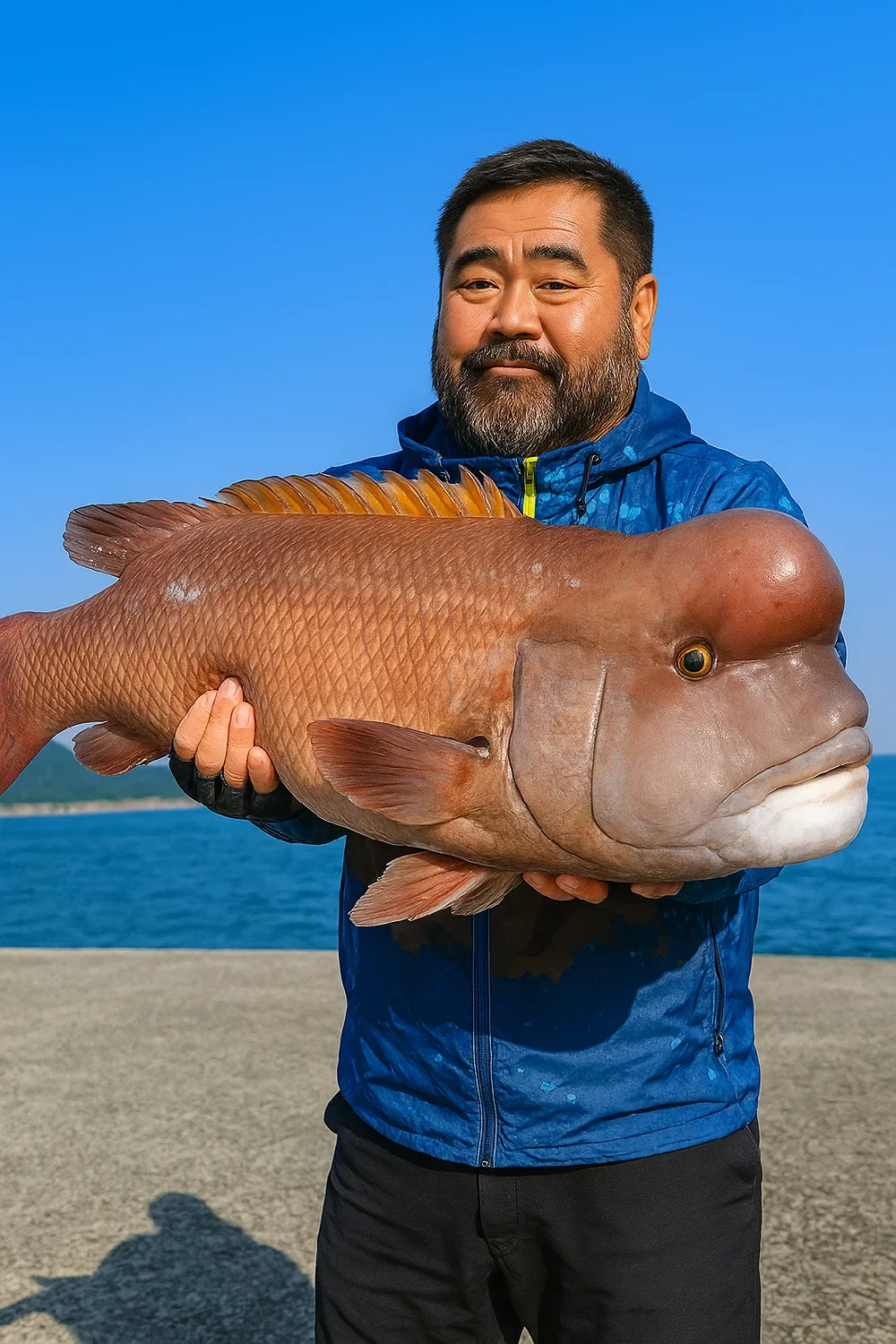 佐野新島でコブダイの釣果を得た楢崎