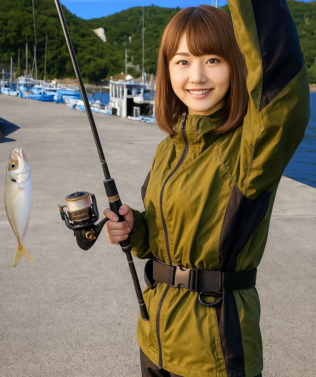 見草漁港でアジを釣る山際