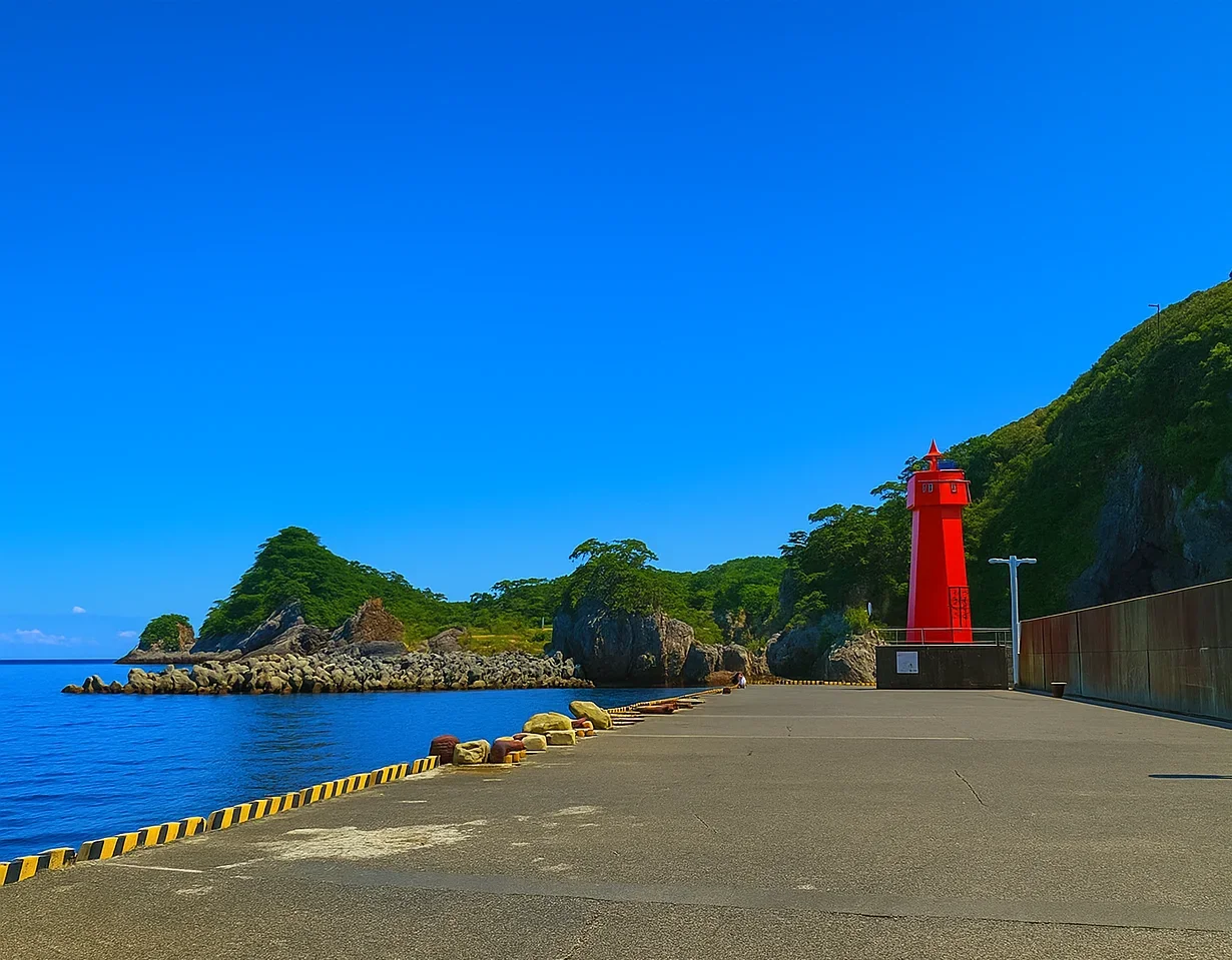 式根島野伏港の様子