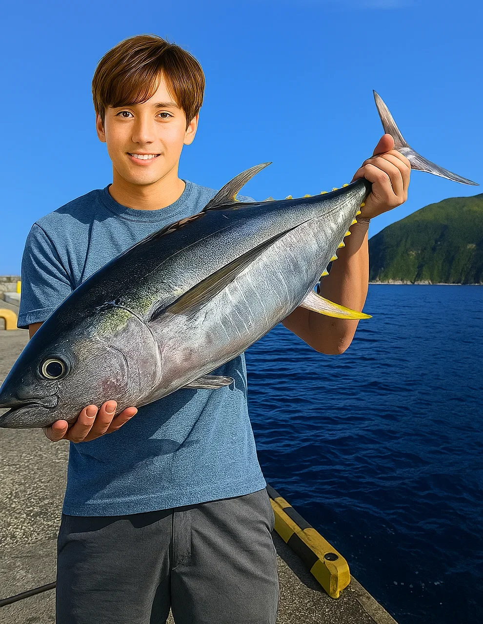 底土港でキハダマグロを釣る久良木