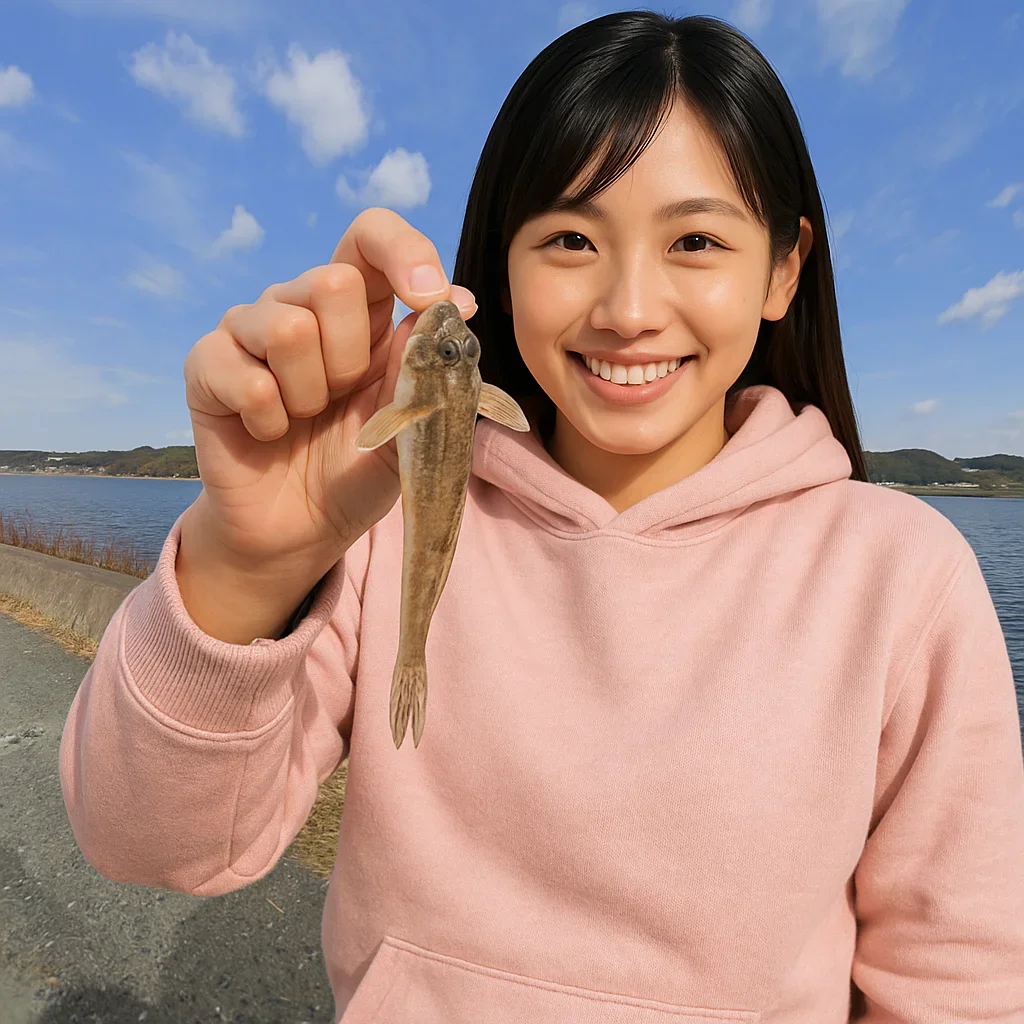 庄内湖でハゼを釣る黒川