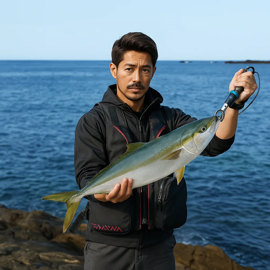 小石ノ鼻で青物を釣る広岡