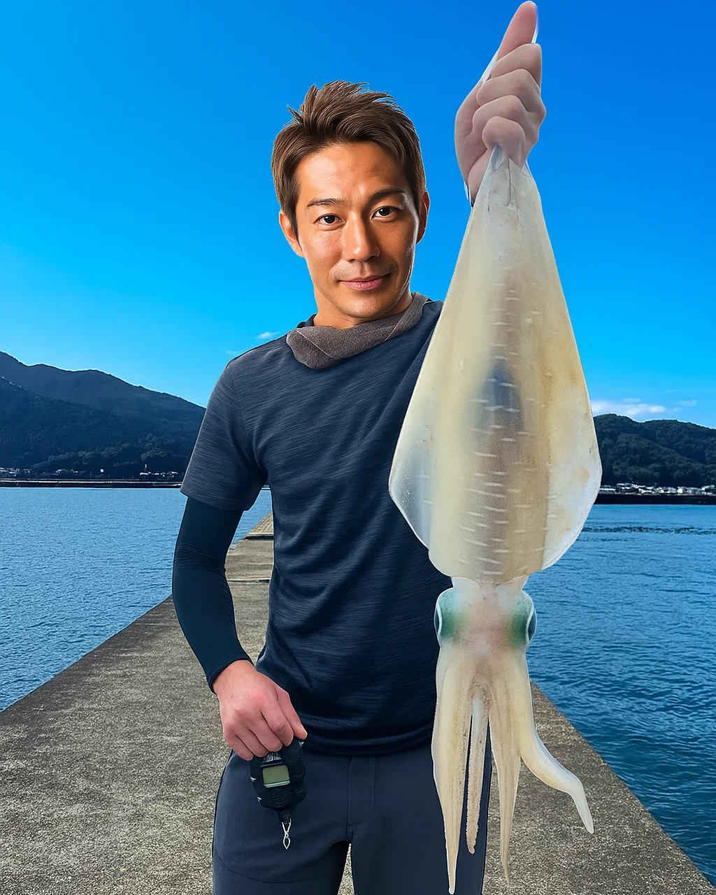 三木浦漁港でアオリイカを釣る亀岡