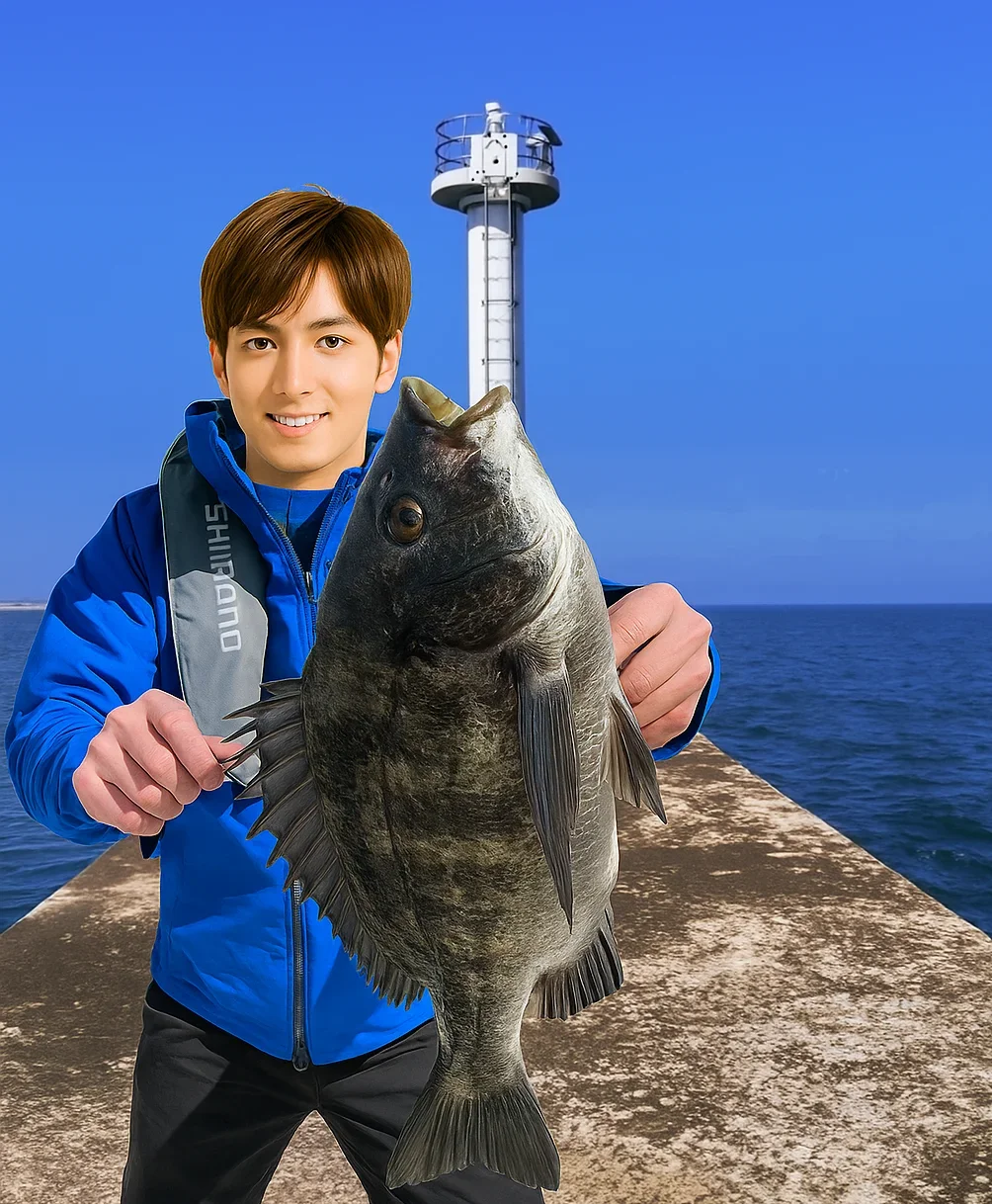 若松漁港でチヌを釣る久良木