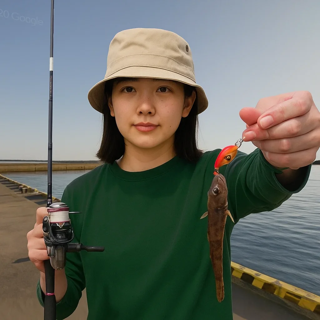 千代崎漁港でハゼを釣る森永
