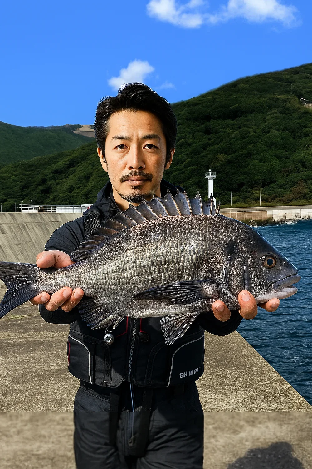 阿尾漁港でチヌを釣る佐々木