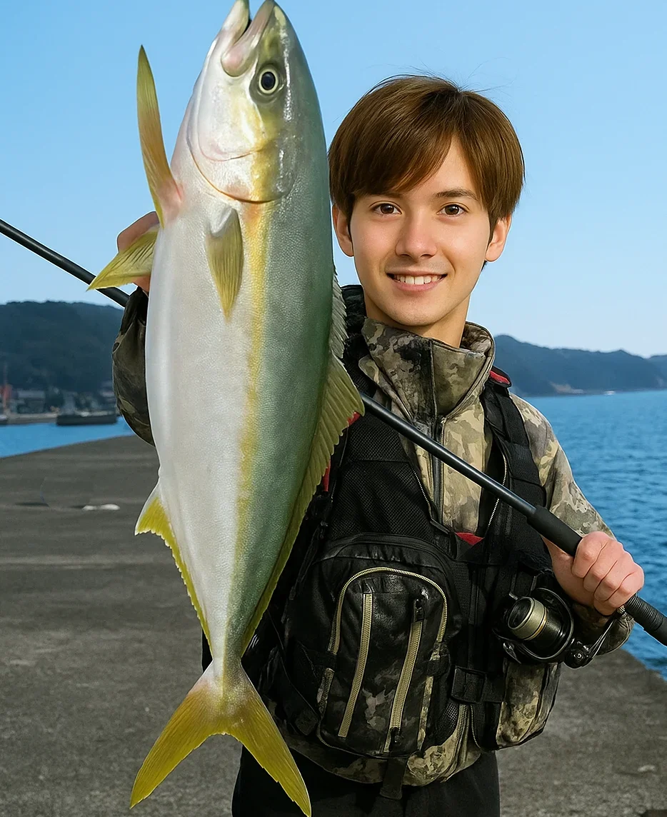 加太港でハマチを釣る久良木