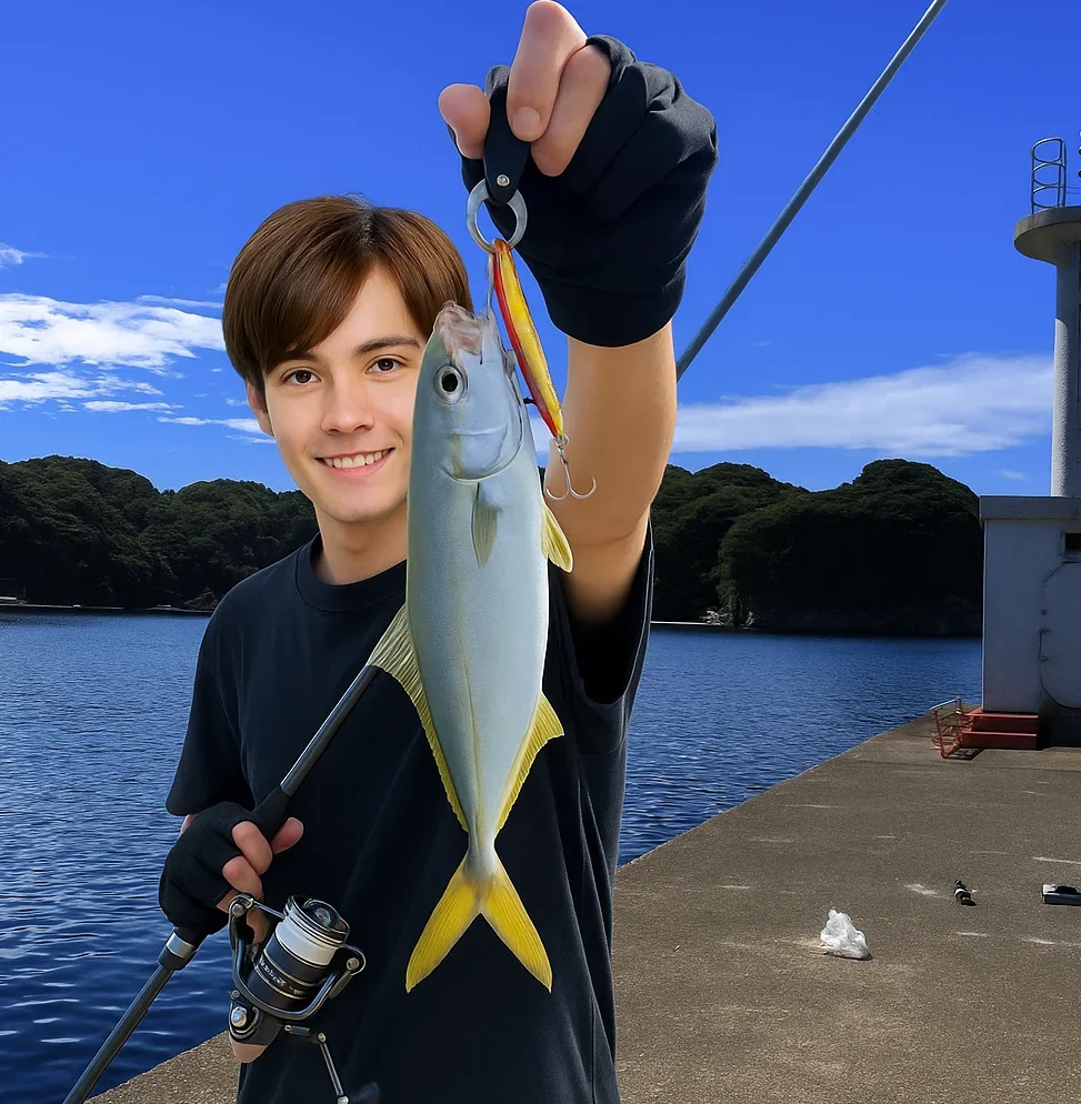田子港でイナダを釣る久良木