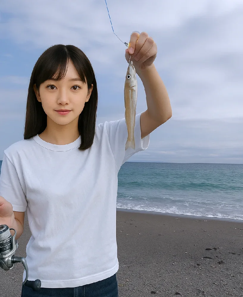 大磯海岸でキスを釣る国生