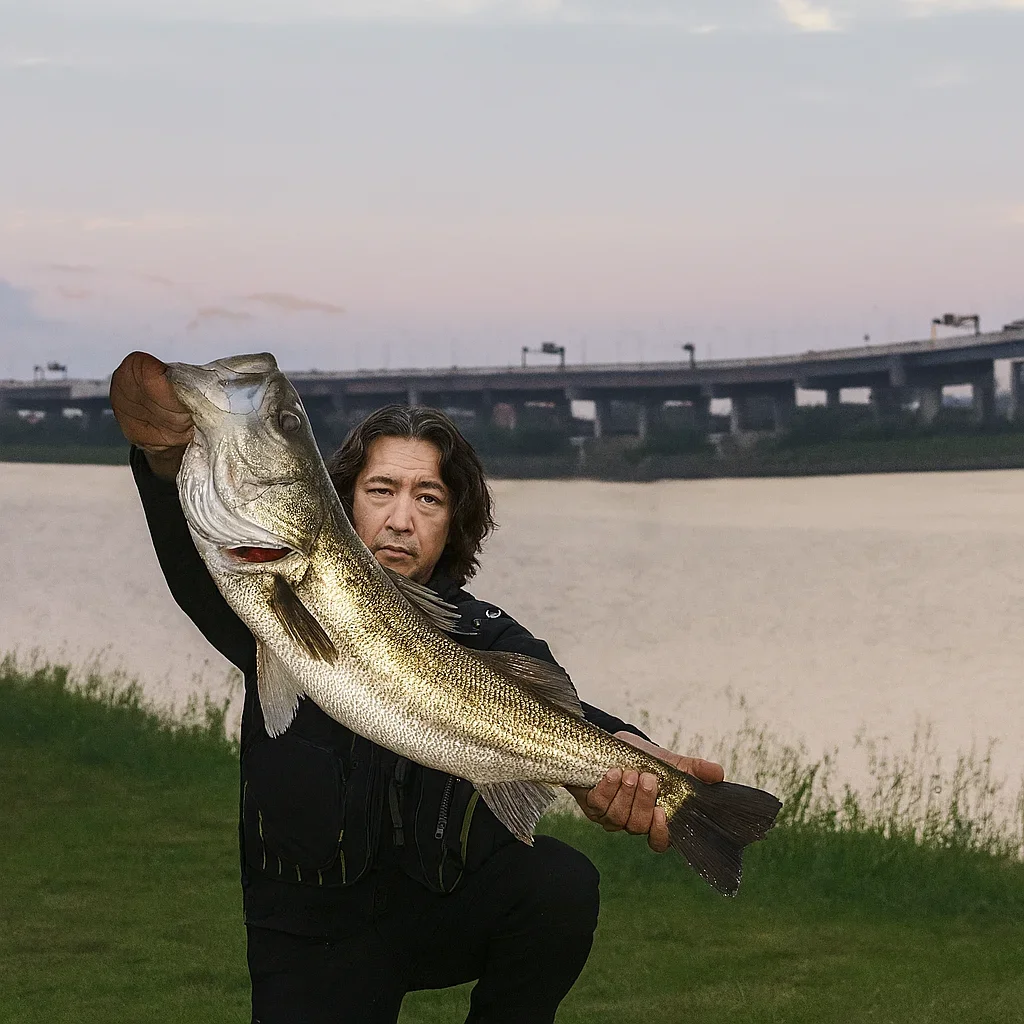 荒川でシーバスを釣る岸本