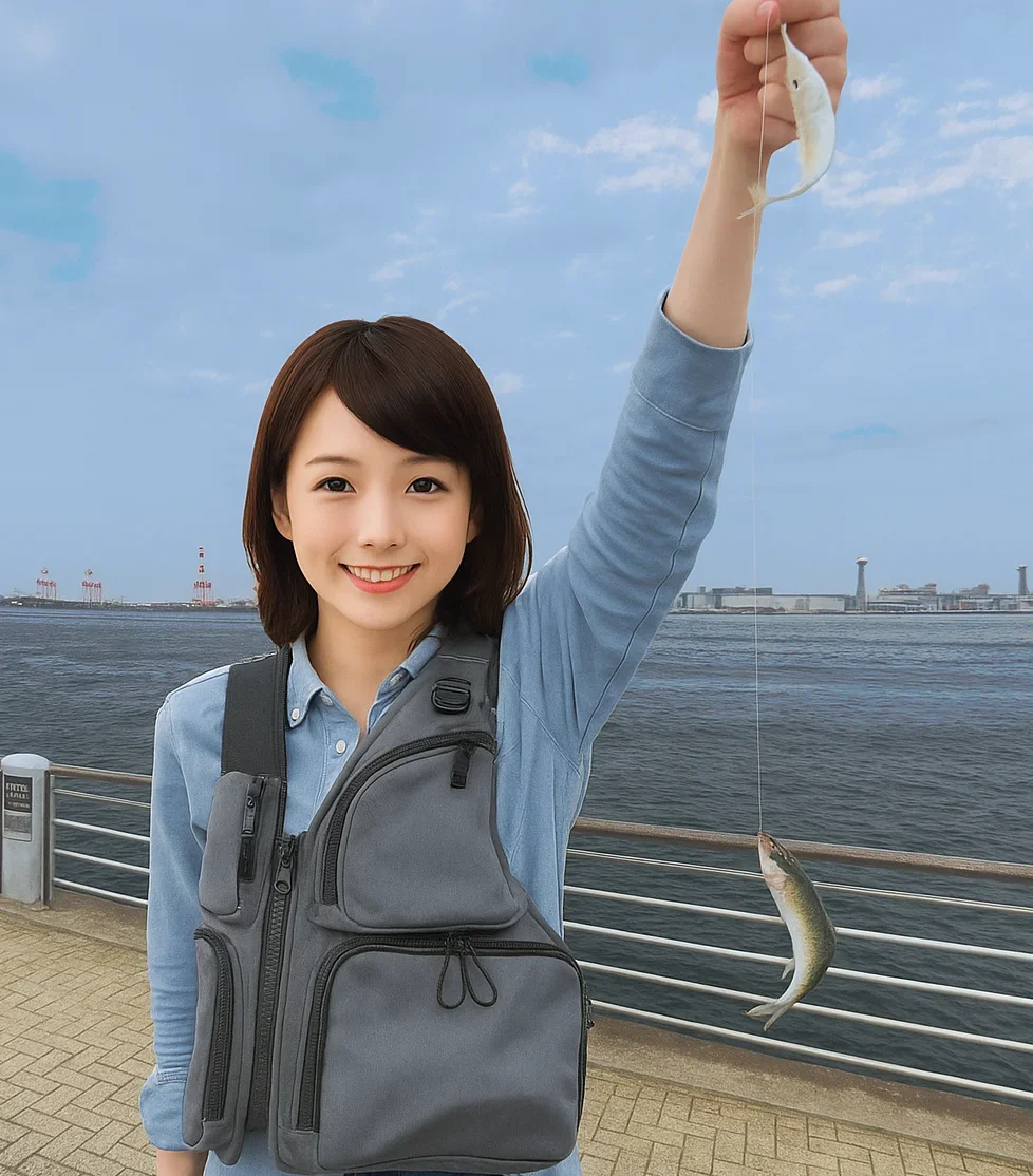 シーサイドコスモでアジ、小サバを釣る西岡
