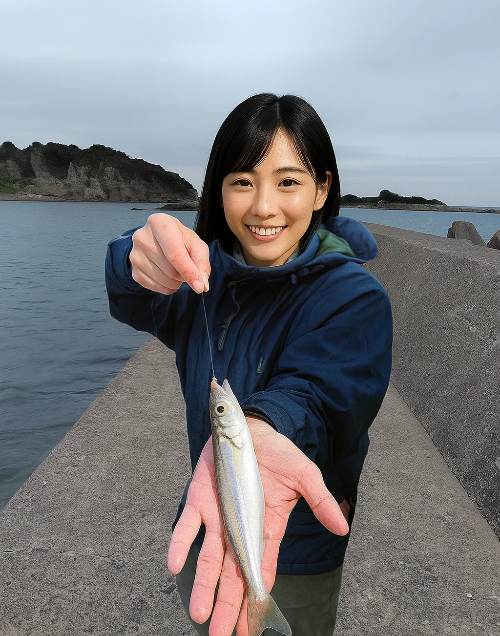 葉山トンビ磯でキスを釣る黒川