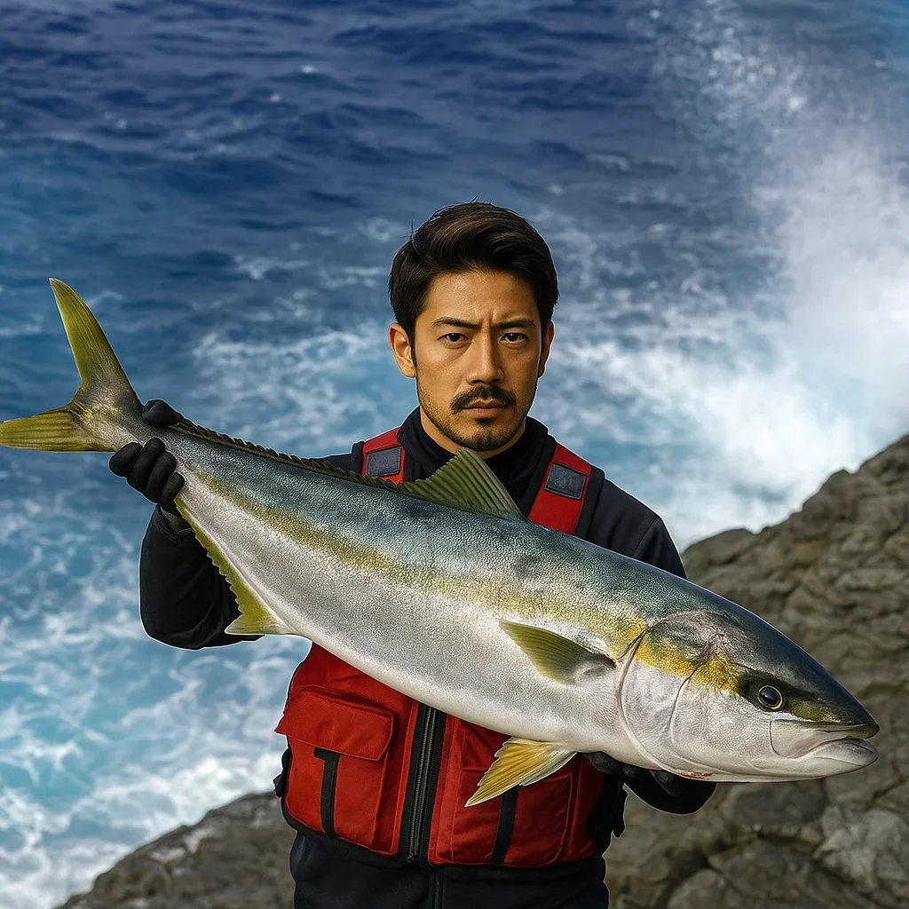 神津島一の首周辺でヒラマサを釣る広岡
