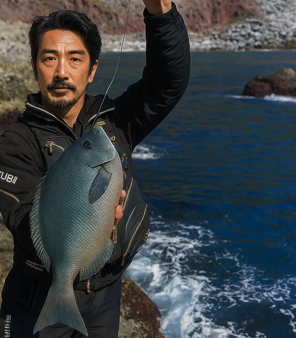 御蔵島でメジナを釣る佐々木