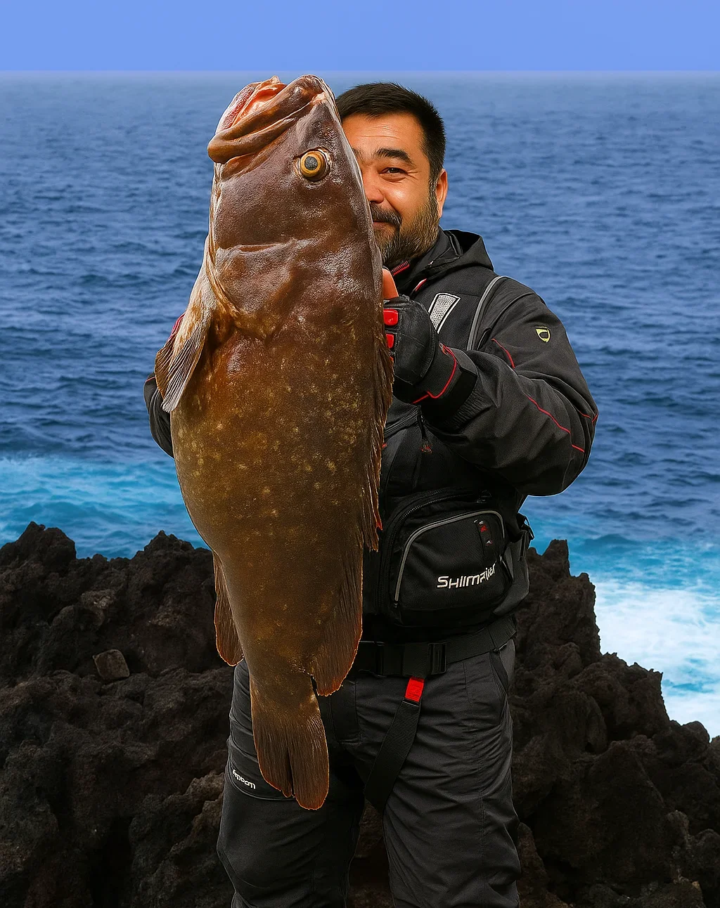 八丈島石積ヶ鼻でクエを釣る楢崎