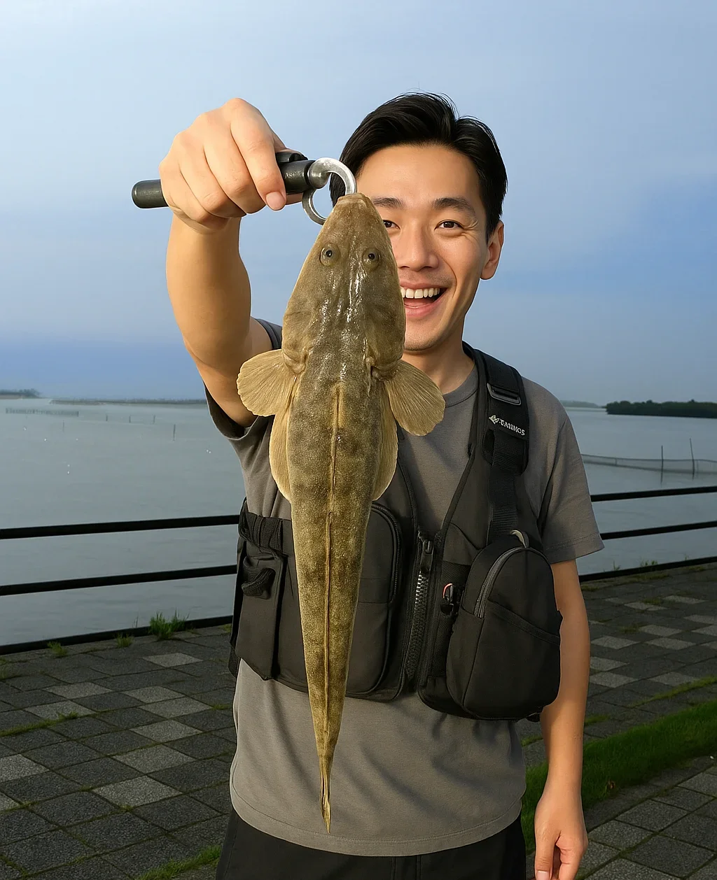 鷲津漁港周辺でマゴチを釣る勝田