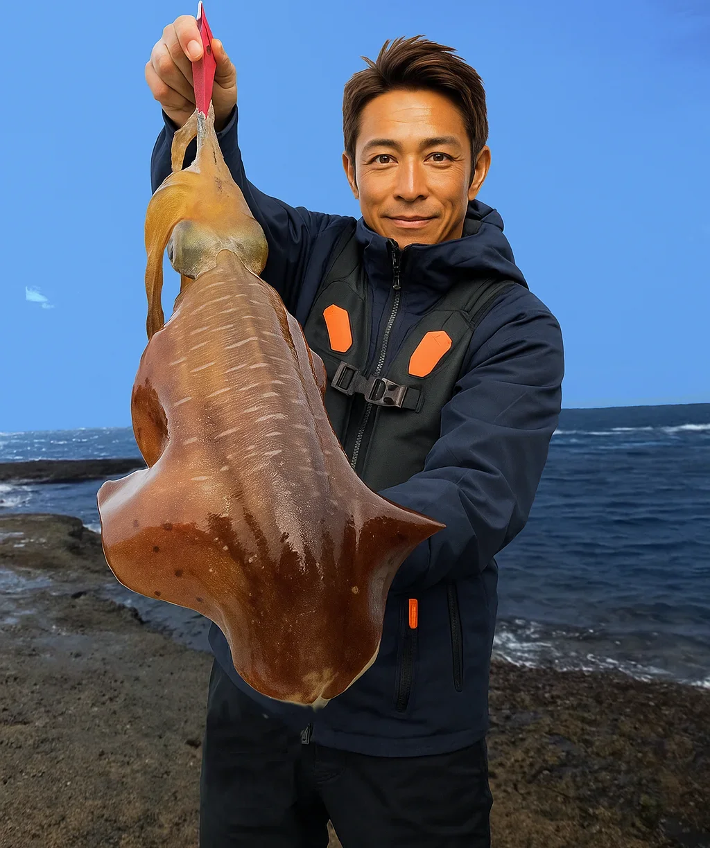 天神崎でアオリイカを釣る亀岡