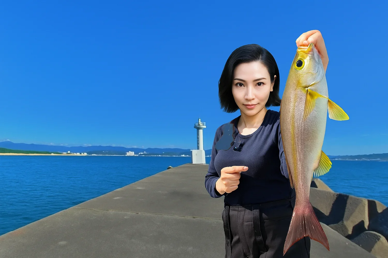 田辺港でイサキを釣る八重田