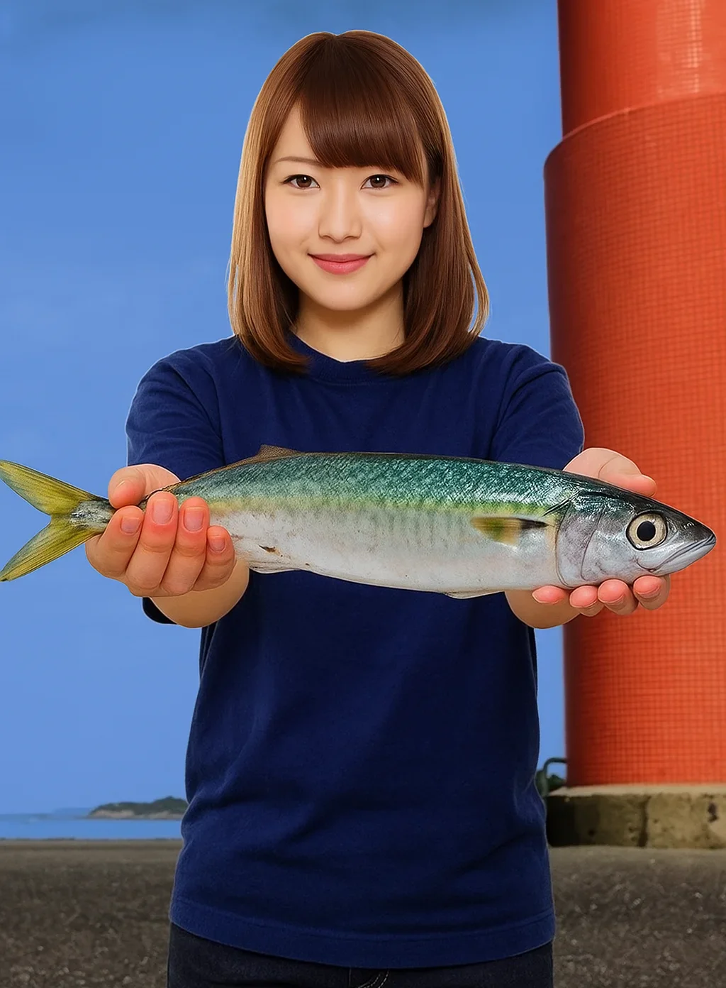 片田漁港でサバを釣る山際