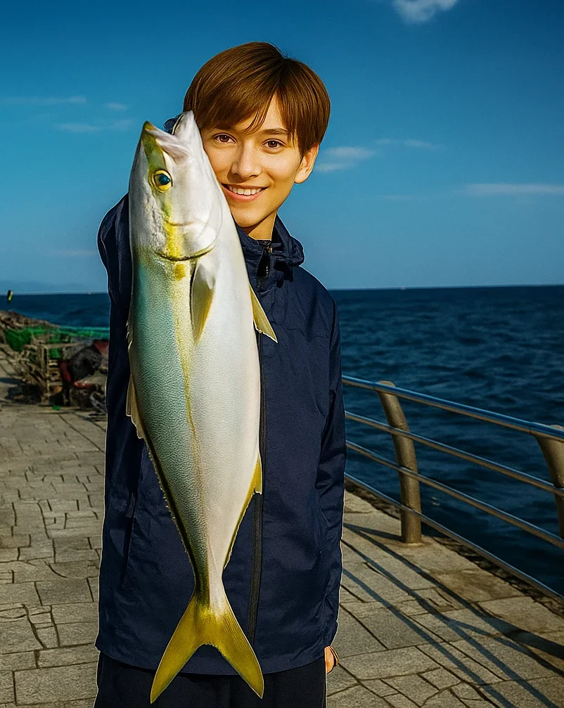 翼港でハマチを釣る久良木