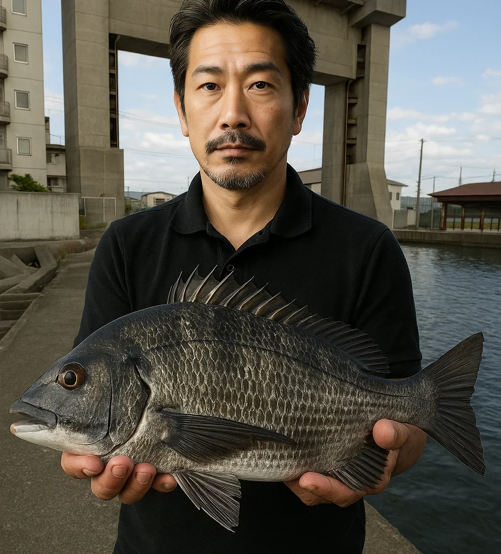 沼津港でクロダイを釣る佐々木