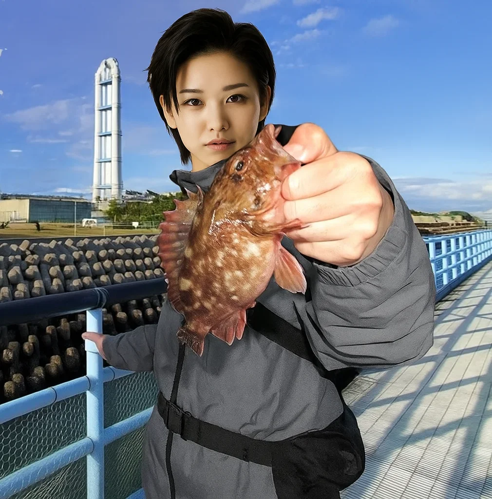 川越中電釣り桟橋でカサゴを釣る佐伯