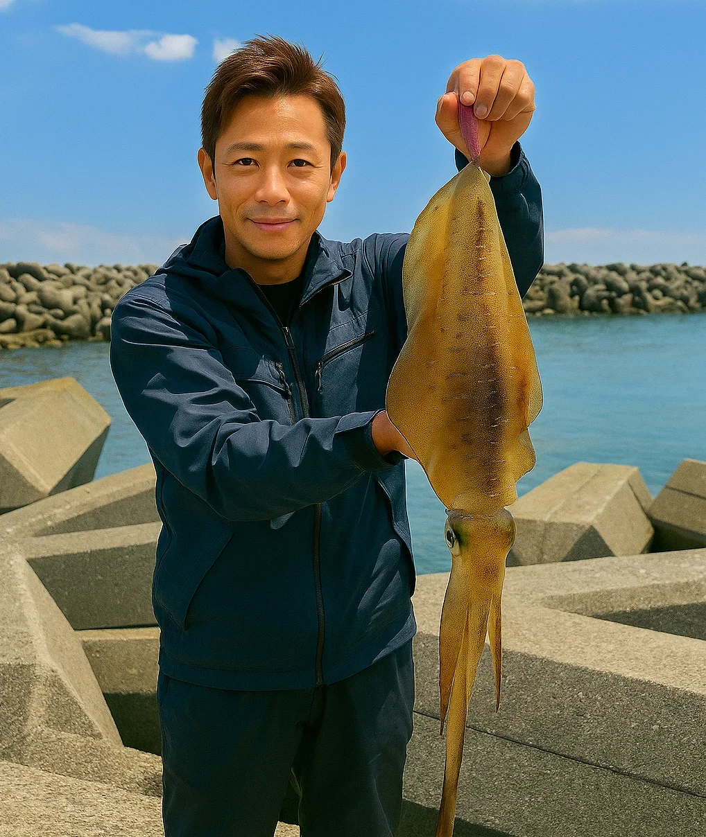 和具漁港でアオリイカを釣る亀岡