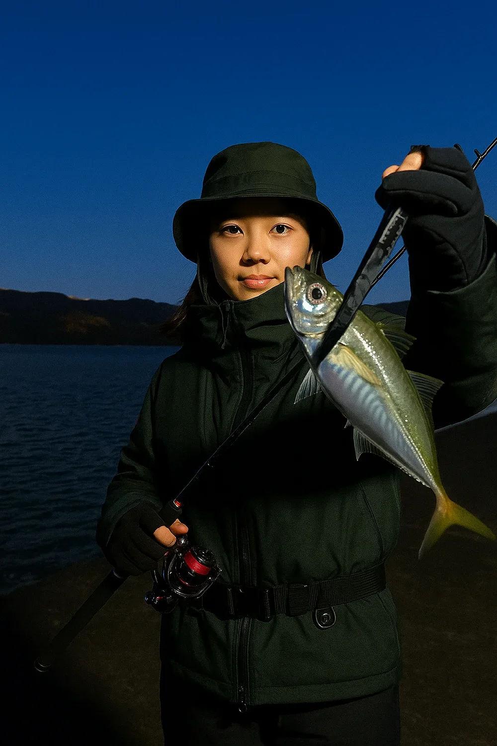 紀伊長島港でアジを釣る森永