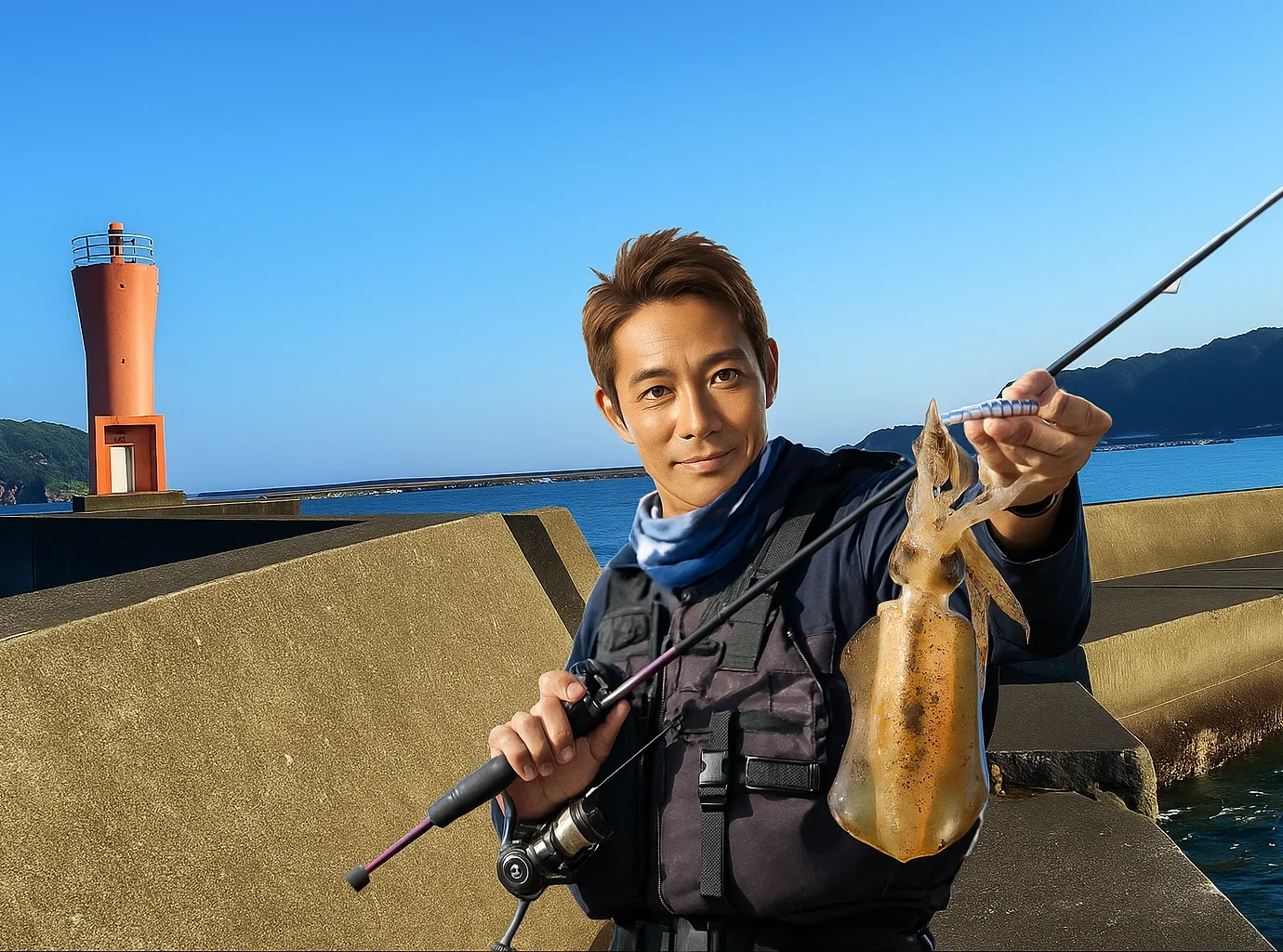串本漁港でアオリイカを釣る亀岡
