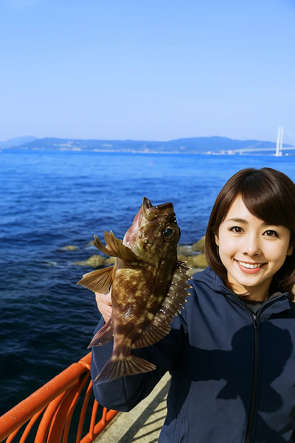 平磯海づり公園でカサゴを釣る西岡