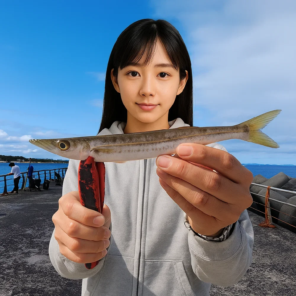 大磯港でカマスを釣る国生