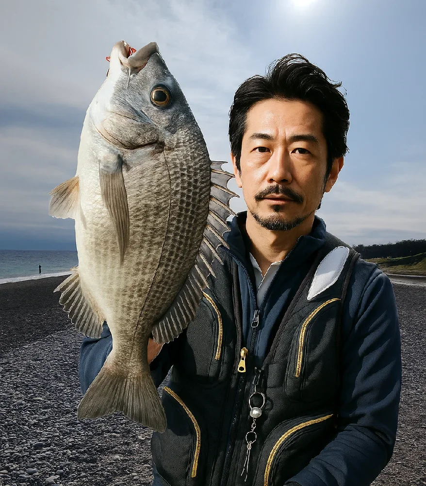大磯海岸でクロダイを釣る佐々木