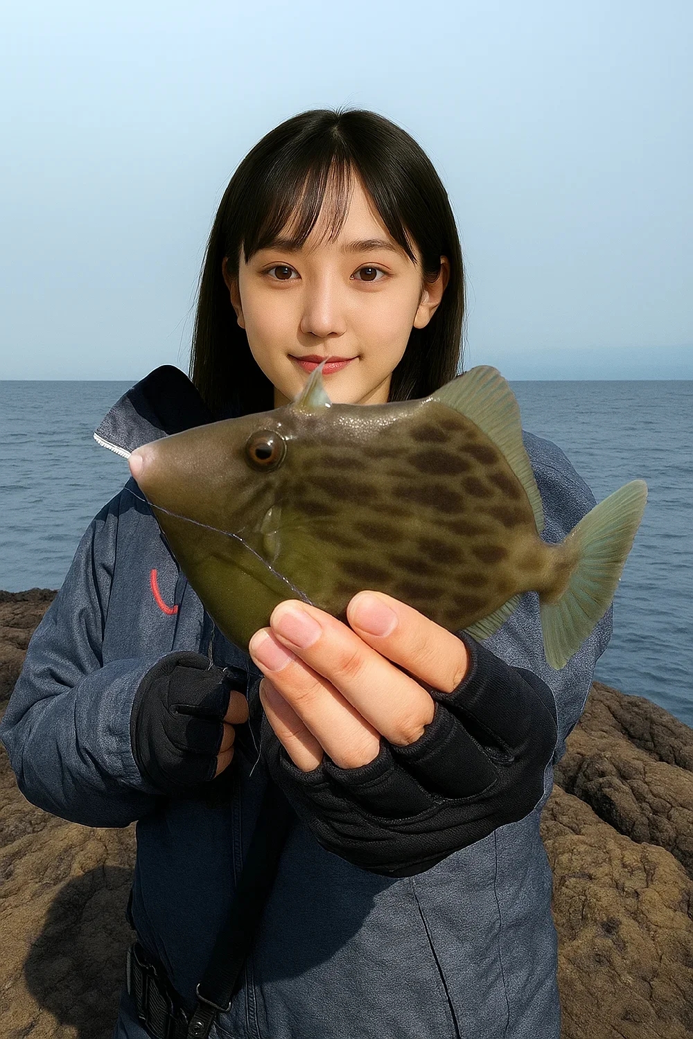 梵天の鼻でカワハギを釣る国生