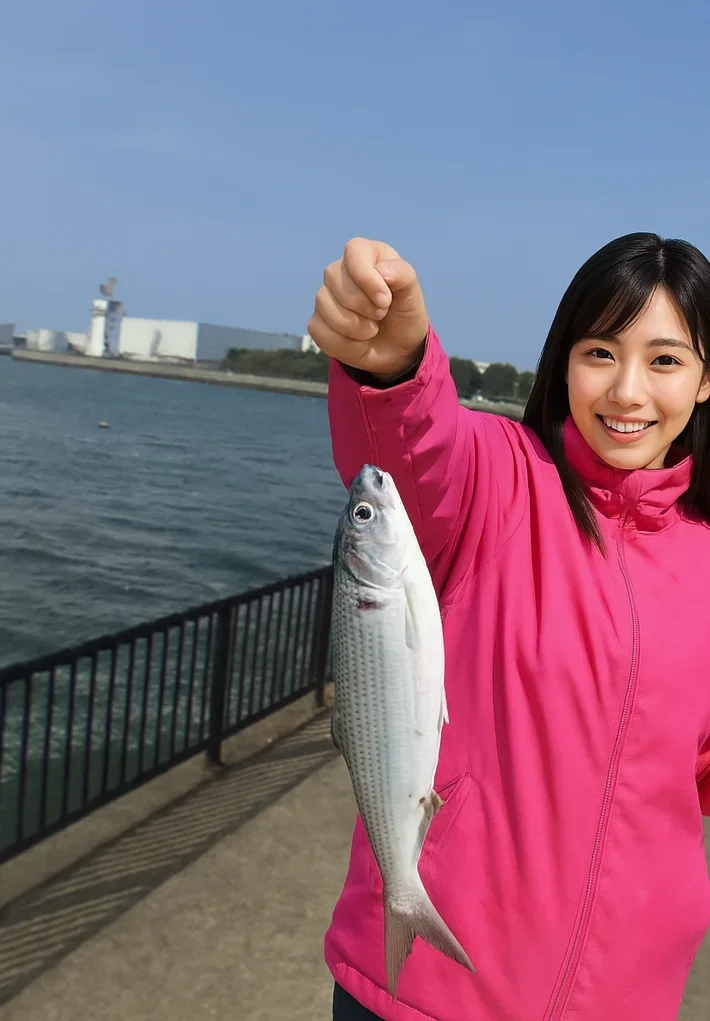 若洲海浜公園でコノシロを釣る黒川