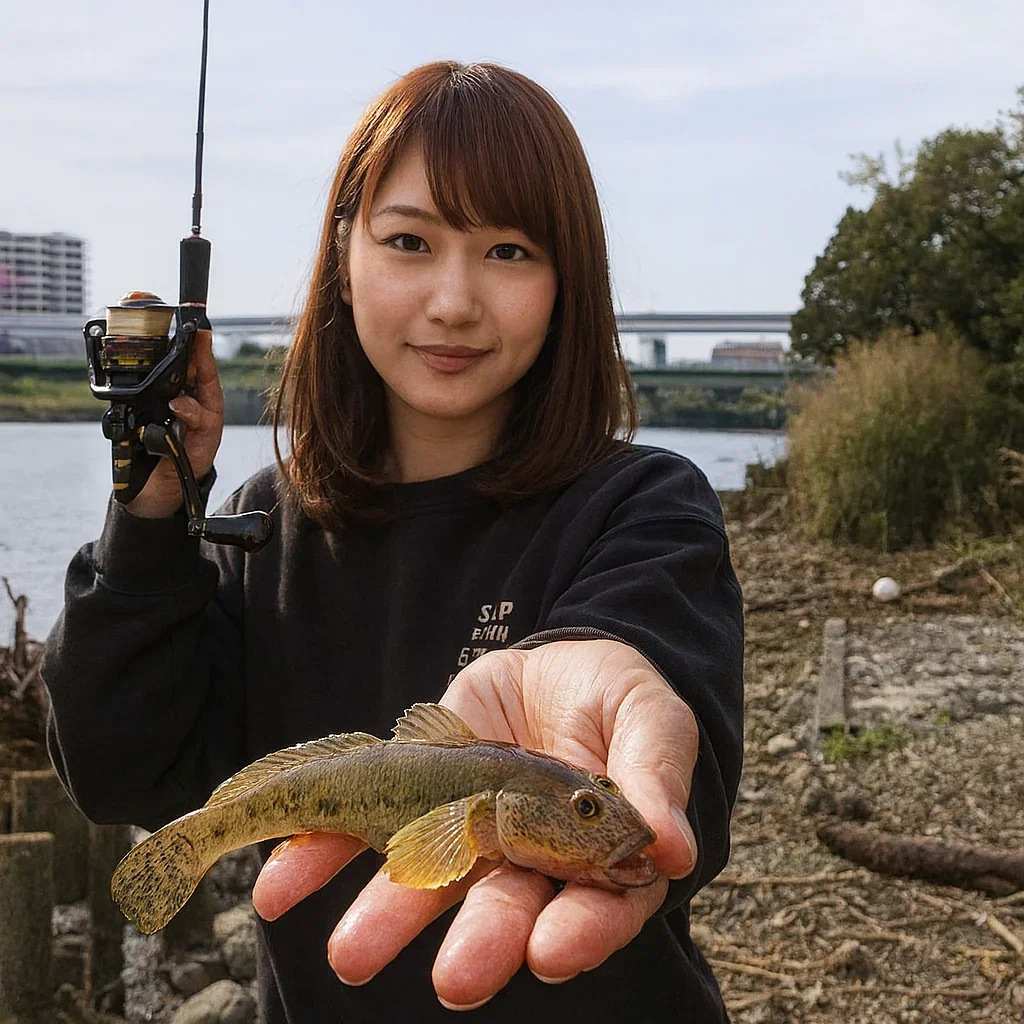 荒川でハゼを釣る山際