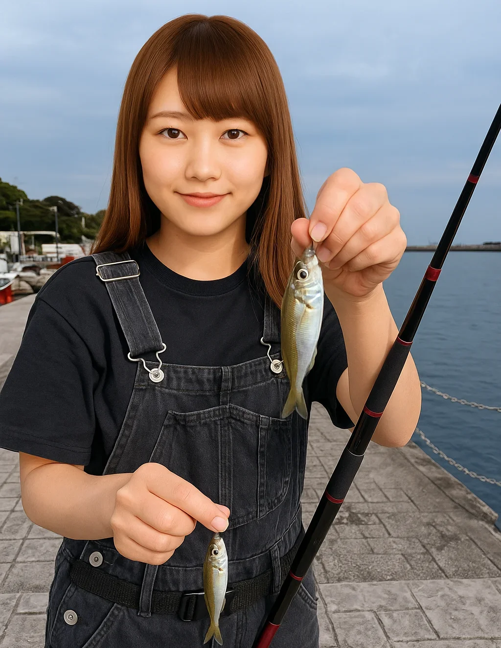 浦賀陸軍桟橋でサビキ釣りをする山際