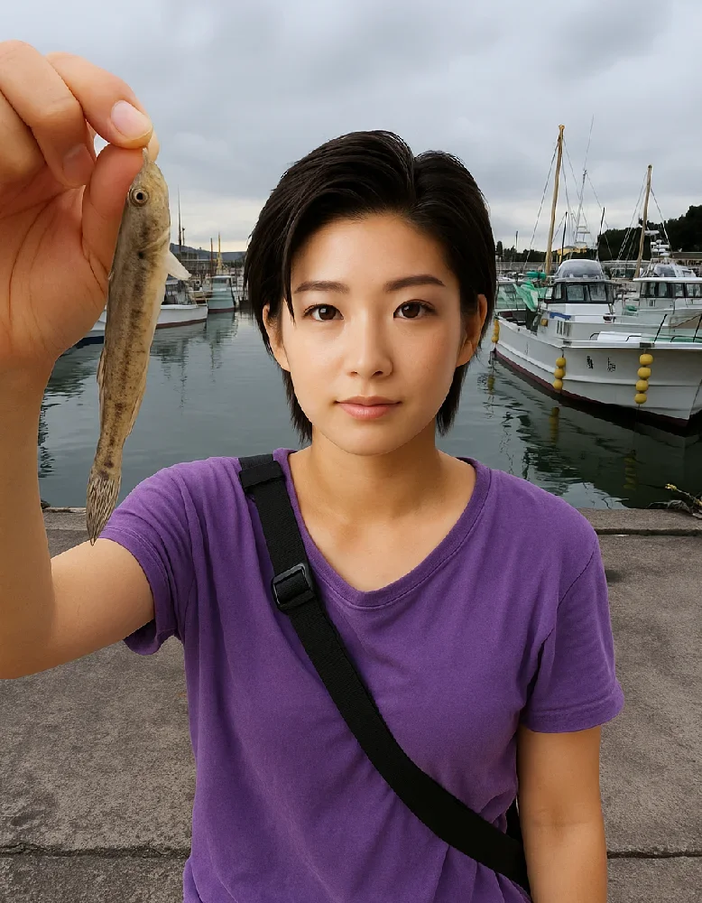 平塚漁港でハゼを釣る佐伯