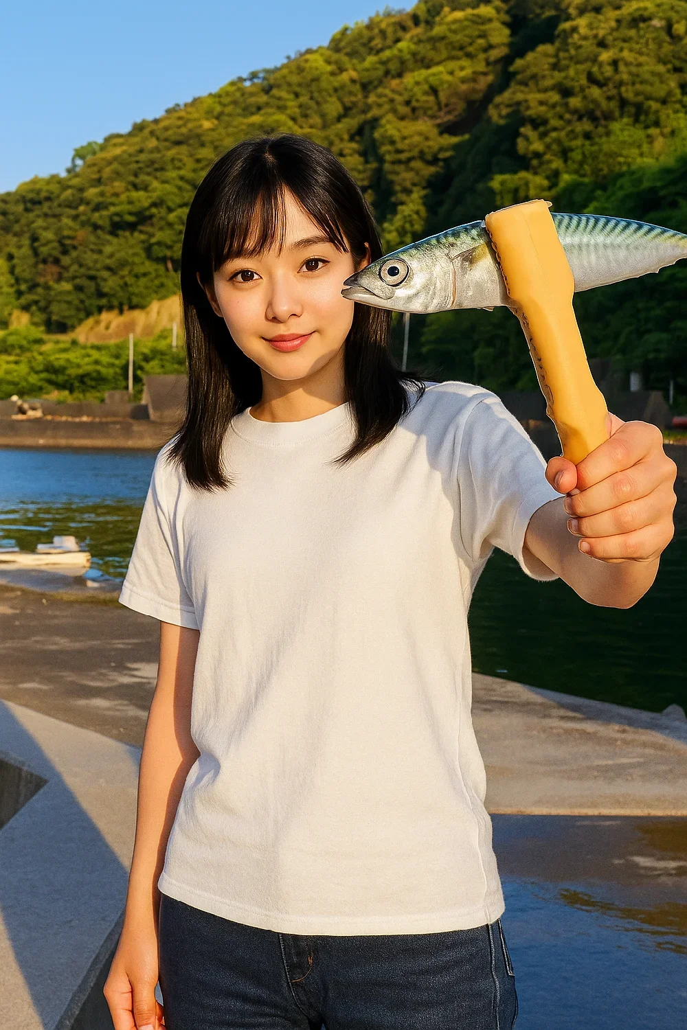 戸坂漁港でサバを釣る国生