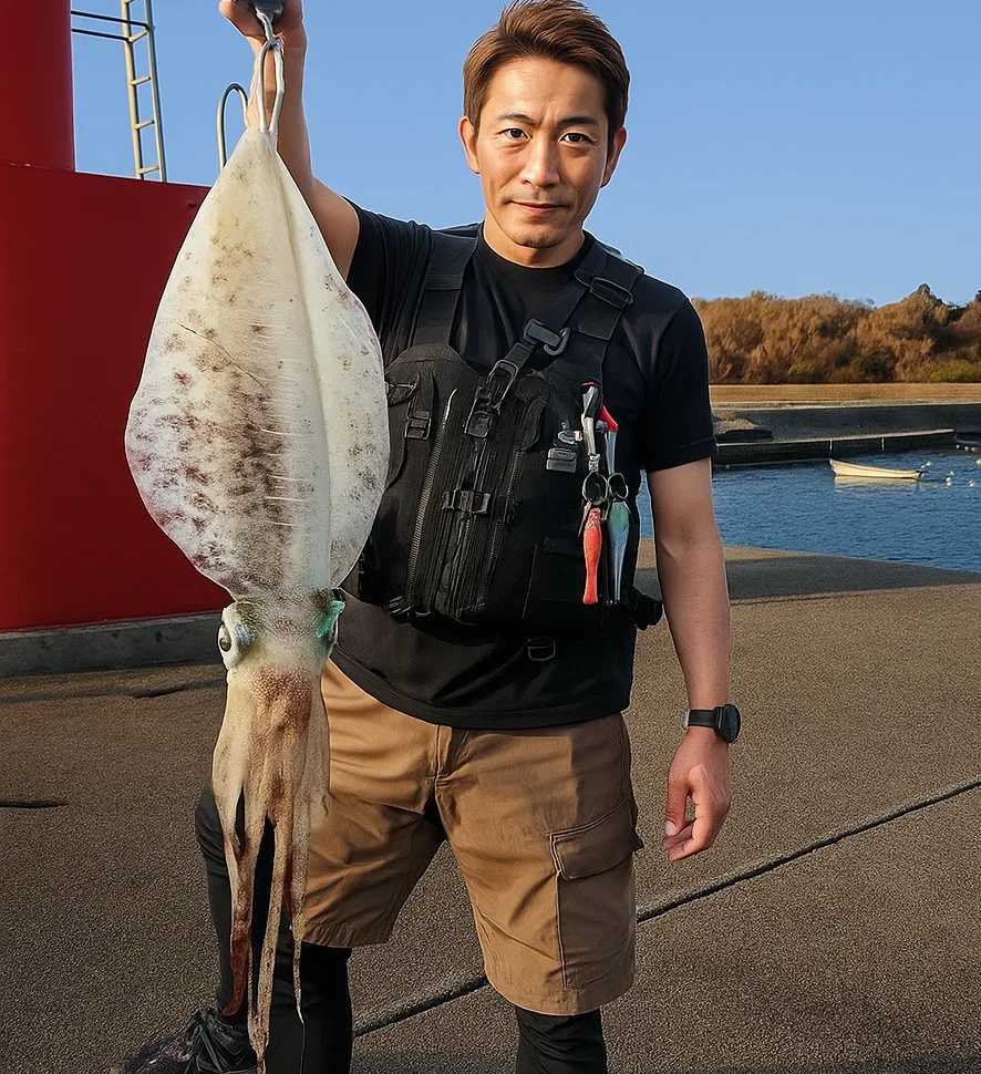 片田漁港でアオリイカを釣る亀岡