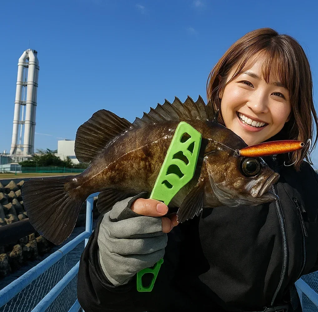 川越中電釣り桟橋でメバルを釣る西岡