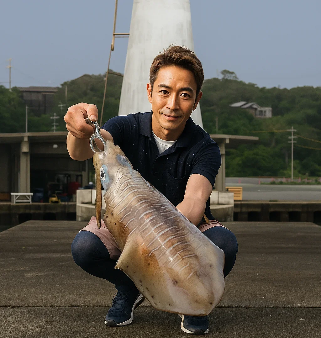 波切漁港でアオリイカを釣る亀岡