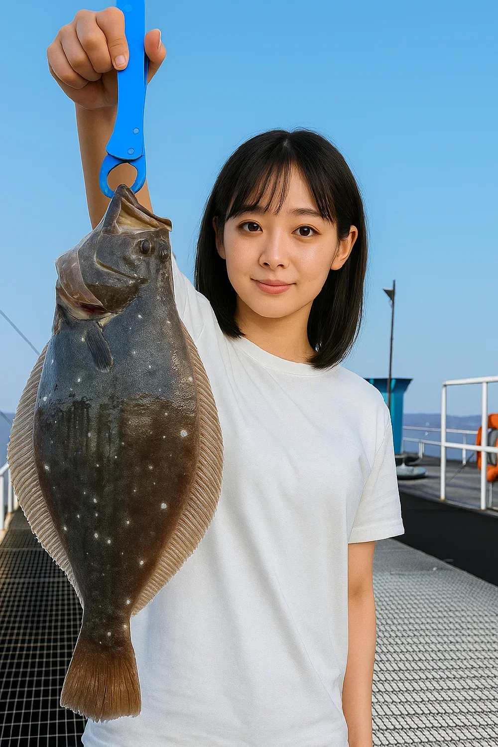 シモツピアーランドでヒラメを釣る国生