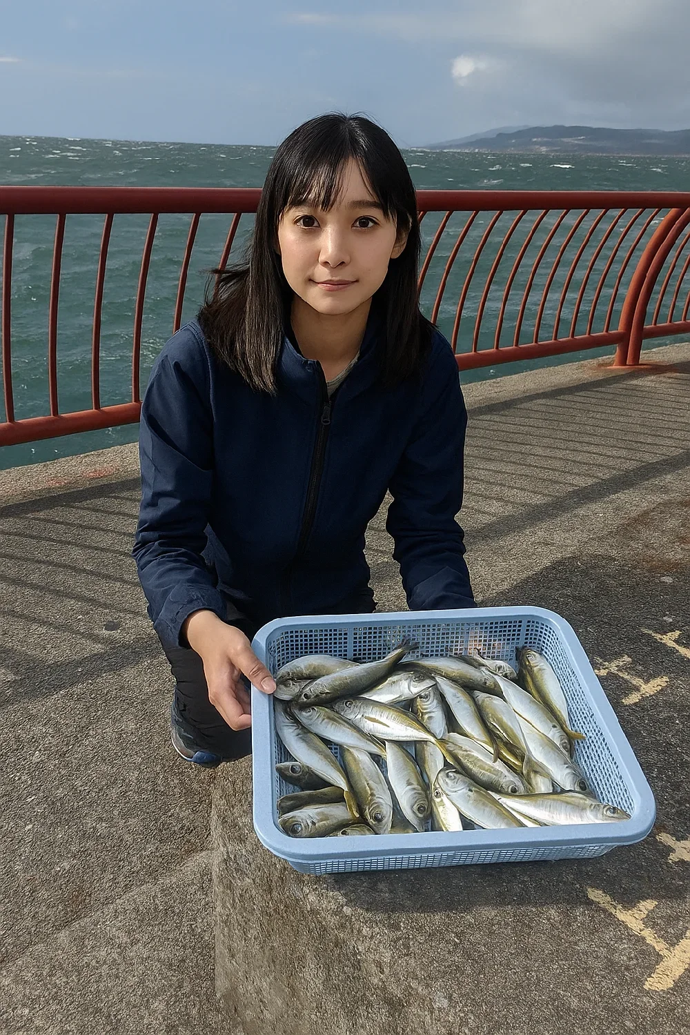 平磯海づり公園でアジを釣る国生