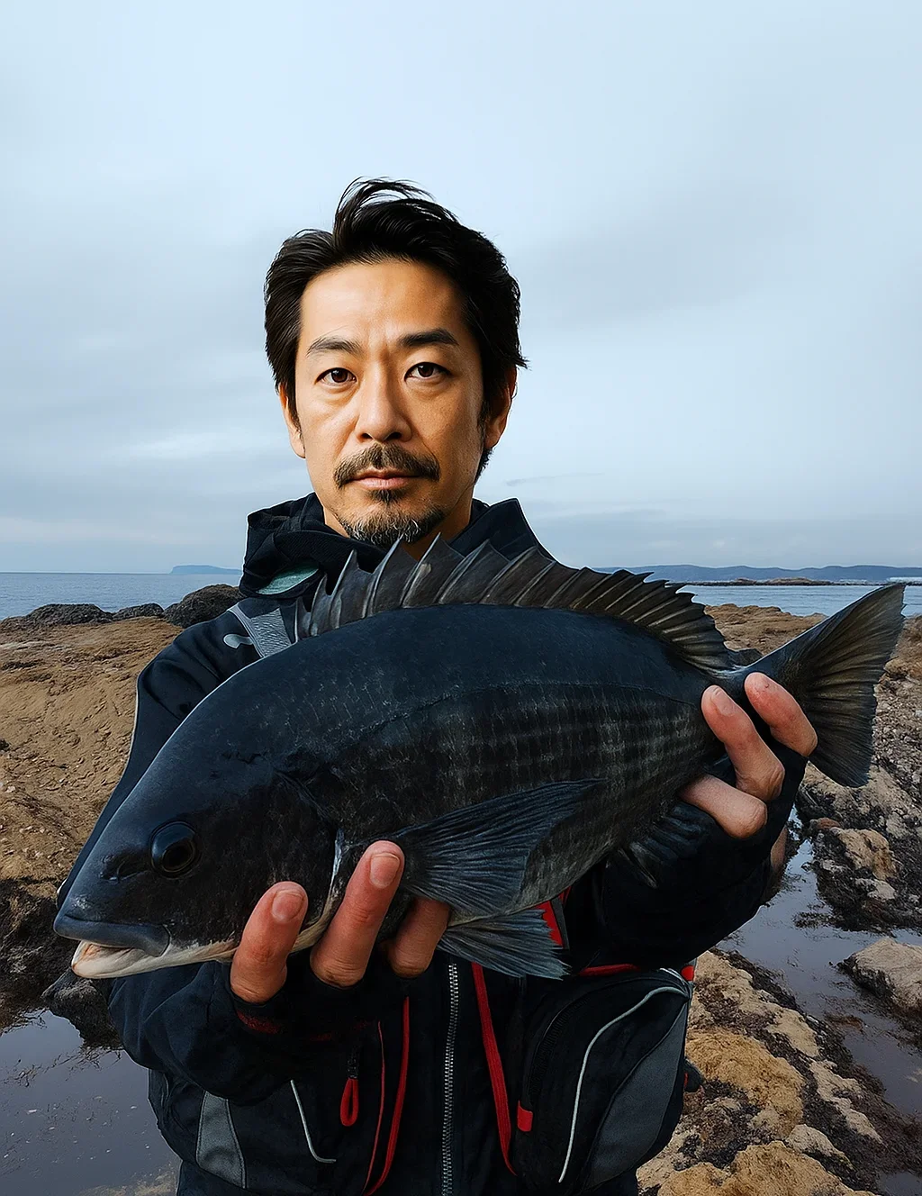芝崎海岸でクロダイを釣る佐々木