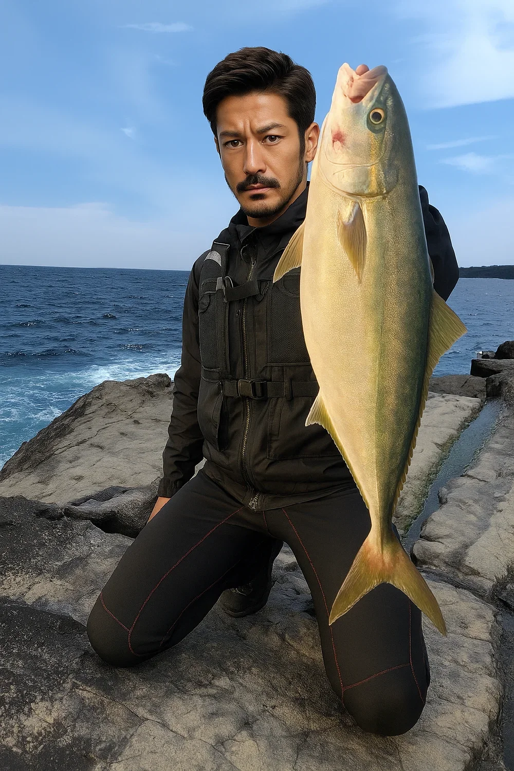 観音山下で青物を釣る広岡