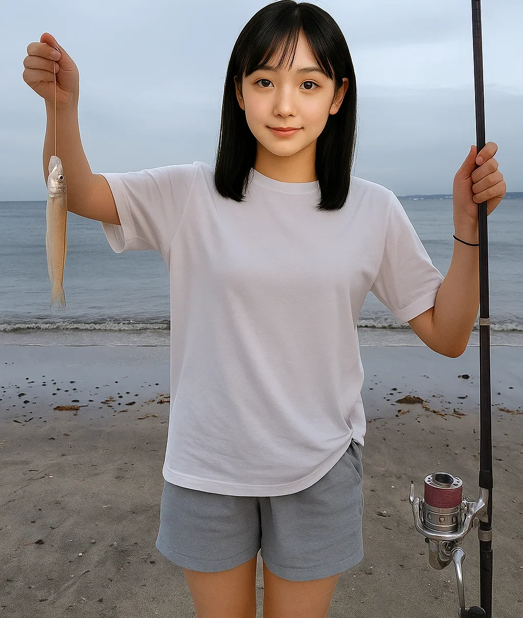 森戸海岸でキスを釣る国生