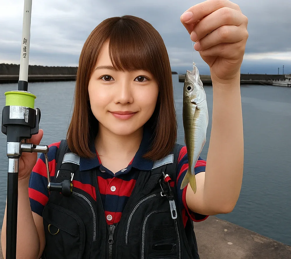 平塚新港でアジを釣る山際